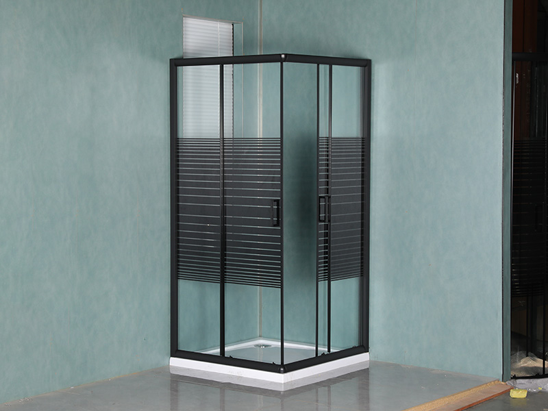 Štvorcový posuvný sprchový kút SQ čierny hliníkový profil s rukoväťou s dvojitými otvormi Štvorcový posuvný sprchový kút SQ čierny hliníkový profil s rukoväťou s dvojitými otvormi