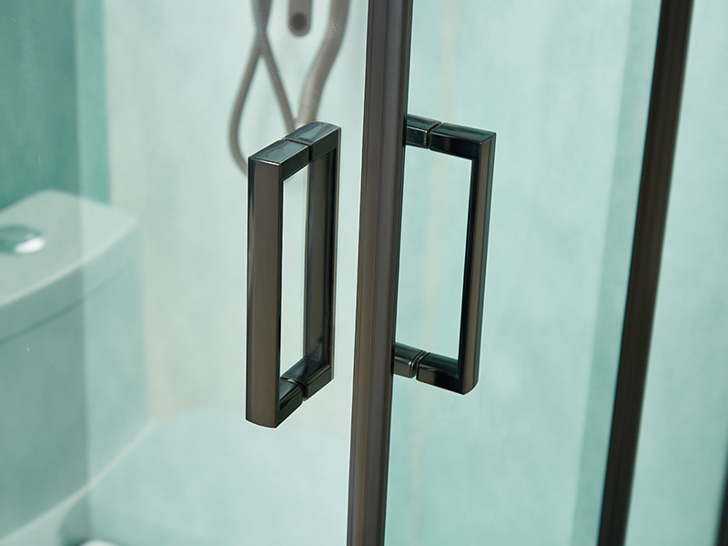 Sprchový kút SQ posuvný, číre tvrdené sklo, čierny hliníkový profil, rukoväť s dvojitými otvormi, s podnosom Sprchový kút SQ posuvný, číre tvrdené sklo, čierny hliníkový profil, rukoväť s dvojitými otvormi, s podnosom