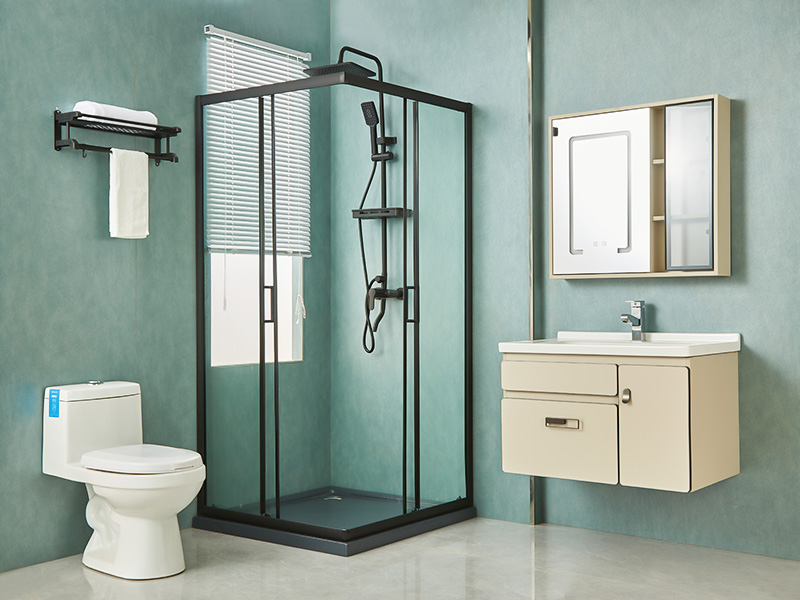 Sprchový kút SQ posuvný, číre tvrdené sklo, čierny hliníkový profil, rukoväť s dvojitými otvormi, s podnosom Sprchový kút SQ posuvný, číre tvrdené sklo, čierny hliníkový profil, rukoväť s dvojitými otvormi, s podnosom