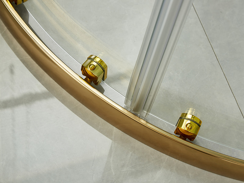 Posuvný sprchový kút SE, číre tvrdené sklo, zlatý hliníkový profil, rukoväť s dvojitými otvormi, bez vaničky Posuvný sprchový kút SE, číre tvrdené sklo, zlatý hliníkový profil, rukoväť s dvojitými otvormi, bez vaničky