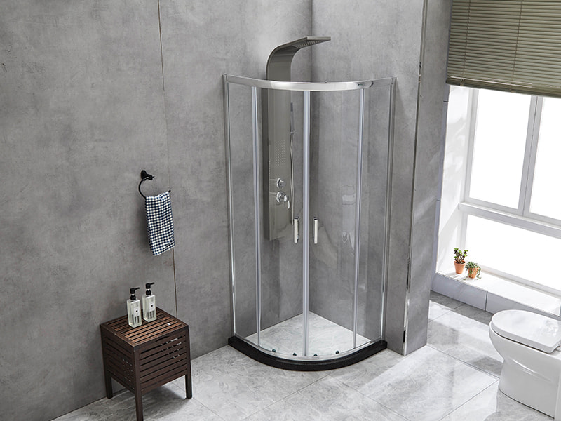 Posuvný sprchový kút SE, číre tvrdené sklo, chrómový hliníkový profil, rukoväť s dvojitými otvormi, bez vaničky Posuvný sprchový kút SE, číre tvrdené sklo, chrómový hliníkový profil, rukoväť s dvojitými otvormi, bez vaničky